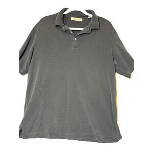 Tommy Bahama Polo‎ Shirt Mens sz L Black Striped Modal Golf travel country club